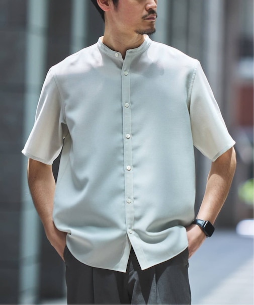 ”接触冷感＆吸水速乾” EVALET メッシュ バンドカラー シャツ