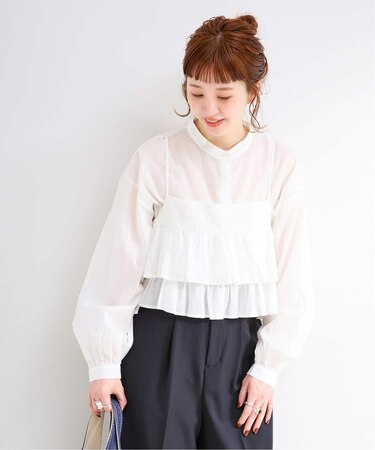 《追加2》《2点セット》ウォッシャブル / フリルキャミソールレイヤードブラウス