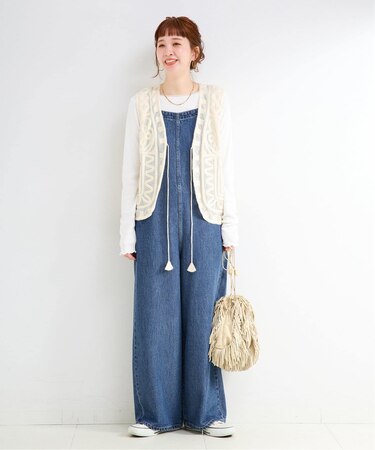 ウォッシャブル / DU JOUR / デュ ジュール BK-BOW JEAN SALOPETTE