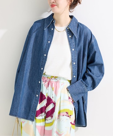 ウォッシャブル / DU JOUR / デュ ジュール LONG-POINT JEAN SHIRT