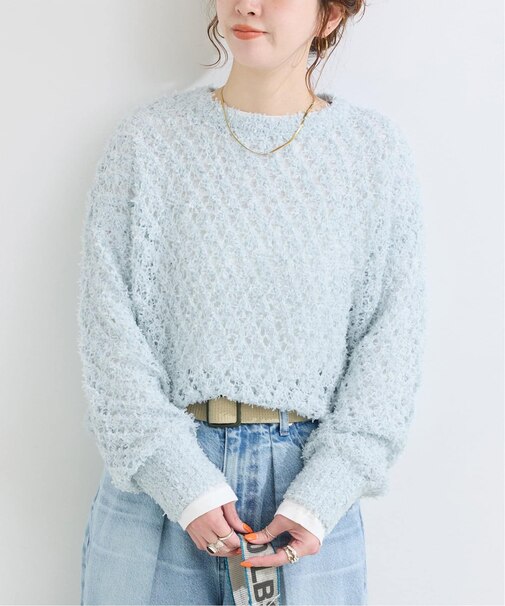 手洗い可 / テープヤーンミックスニットプルオーバー