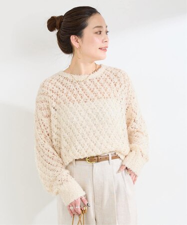 手洗い可 / テープヤーンミックスニットプルオーバー