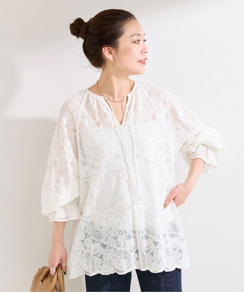 TO BE CHIC レース 半袖チュニック　46 手洗い可 / レースチュニック｜ベーセーストックのアウトレット通販