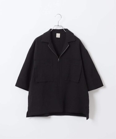 Deux Allures / ドゥ アリュール SASHIKO ハーフジップシャツ