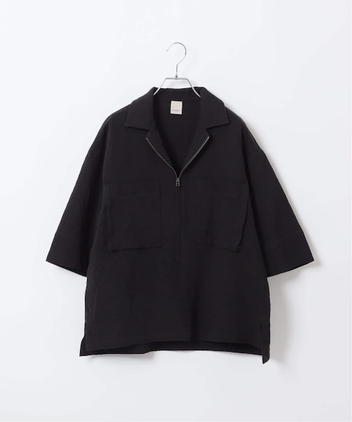 Deux Allures / ドゥ アリュール SASHIKO ハーフジップシャツ