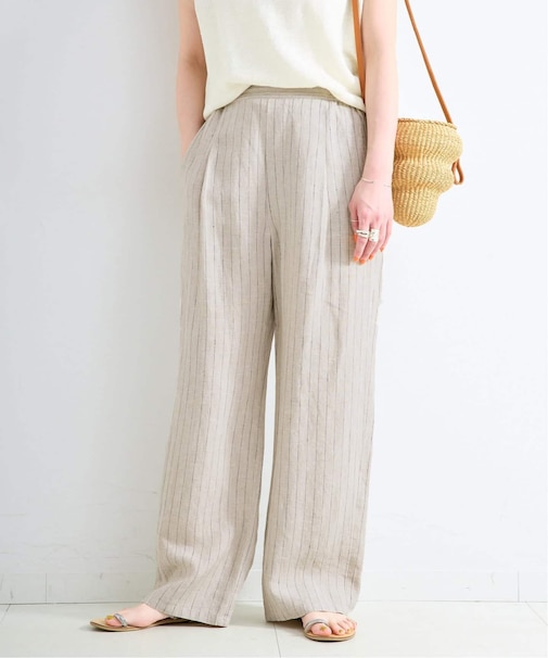 《S/Mサイズ展開》手洗い可 / フレンチリネンストレートパンツ