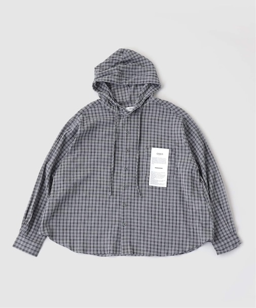 OSKR / オーエスケーアール ex Washer Sheer Check Hoodie Shirt