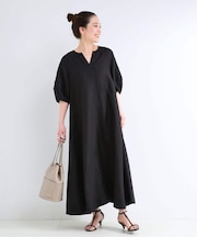 《追加3》手洗い可 / リネンレーヨンコクーンスリーブワンピース