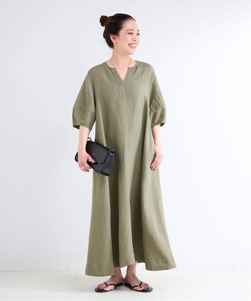 《追加3》手洗い可 / リネンレーヨンコクーンスリーブワンピース