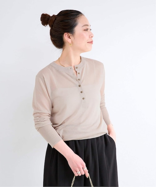 《追加2》手洗い可 / シアーニットヘンリープルオーバー