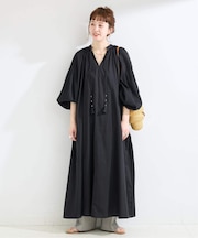 手洗い可 / ピンタックスリーブワンピース