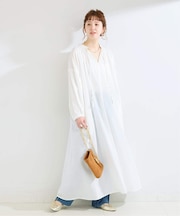 手洗い可 / ピンタックスリーブワンピース