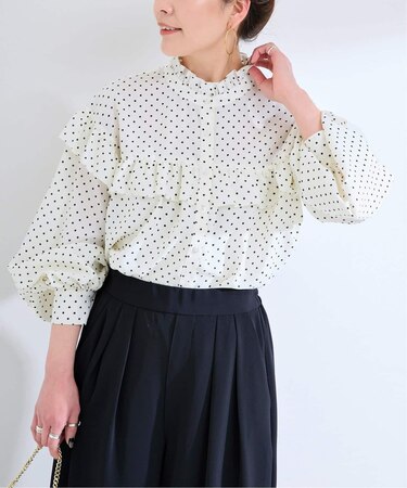 【一部WEB限定カラーあり】ドット無地アソートフリルブラウス