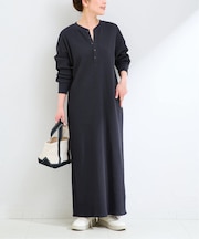 ウォッシャブル  /  ワッフルヘンリーネックワンピース