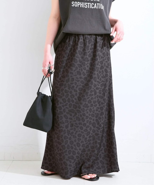 ウォッシャブル / レオパード柄ストレートスカート