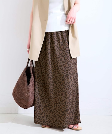 ウォッシャブル / レオパード柄ストレートスカート