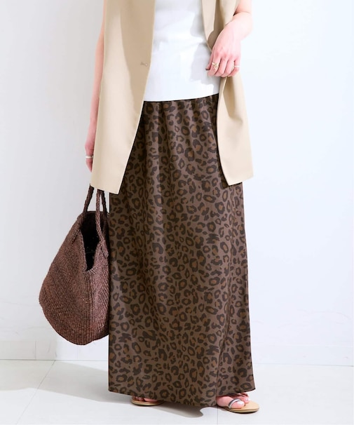 ウォッシャブル / レオパード柄ストレートスカート