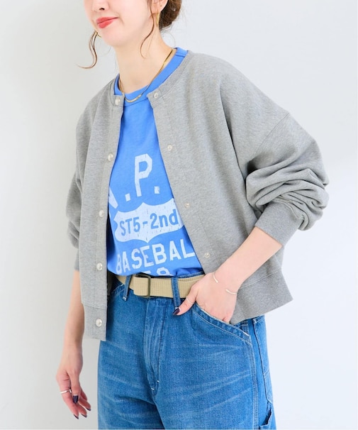 手洗い可 / クルーネック裏毛カーディガン