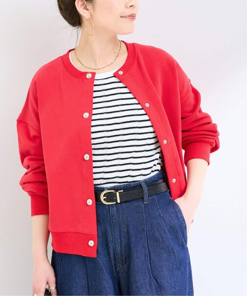 手洗い可 / クルーネック裏毛カーディガン