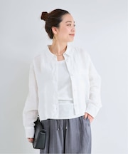 手洗い可 / フレンチリネンクロップ丈シャツ