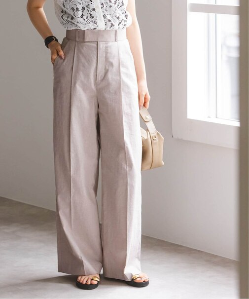 《追加》【洗える】麻ストレッチスラックスパンツ