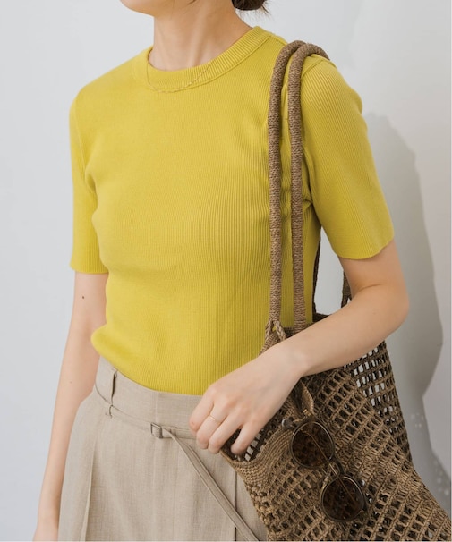 18Gリブニットハーフスリーブプルオーバー