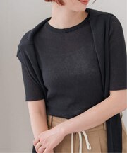 18Gシアーリブハーフスリーブニット