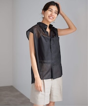 PLUMシアーストライプノースリブラウス