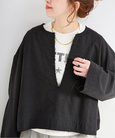 手洗い可 / キーネックプルオーバーシャツ