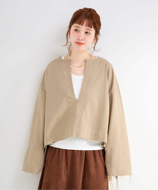 手洗い可 / キーネックプルオーバーシャツ