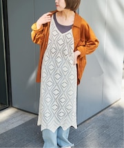 《追加》ダイヤ透かし編みニットキャミワンピース