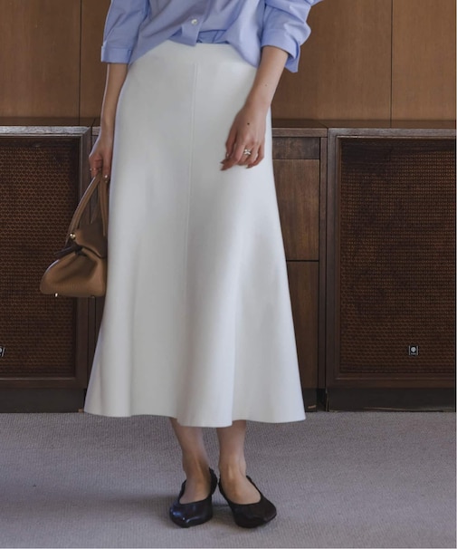 《セットアップ対応》スムースフレアニットスカート