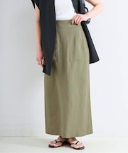 《S/Mサイズ展開》手洗い可 / リネンレーヨンストレートスカート