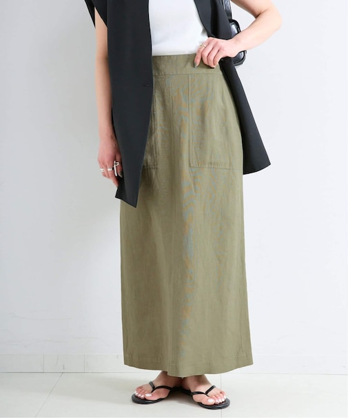 《S/Mサイズ展開》手洗い可 / リネンレーヨンストレートスカート