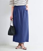 《S/Mサイズ展開》手洗い可 / リネンレーヨンストレートスカート