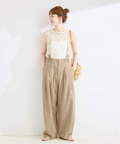 手洗い可 / セルロースチノサスペンダータックトラウザー