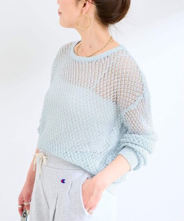 手洗い可 / ミックスヤーンメッシュプルオーバー