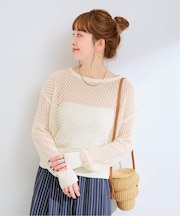 手洗い可 / ミックスヤーンメッシュプルオーバー