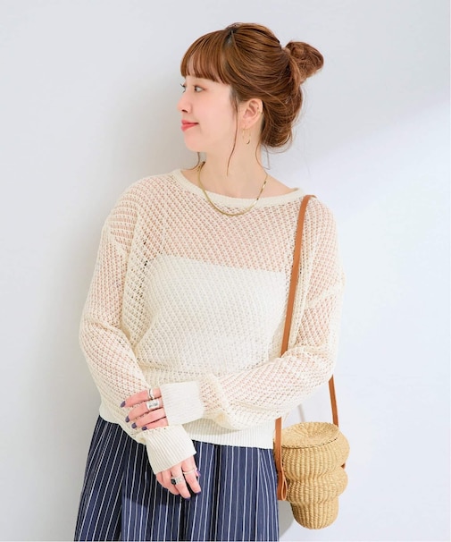 手洗い可 / ミックスヤーンメッシュプルオーバー