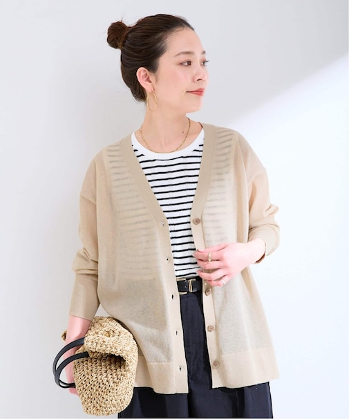 《追加6》【一部WEB限定カラーあり】手洗い可 / リネン混シアーカーディガン