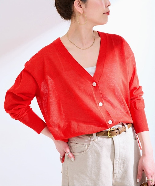 《追加6》【一部WEB限定カラーあり】手洗い可 / リネン混シアーカーディガン