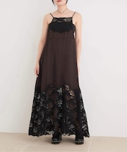 IENA LA BOUCLE R/Lサテンレースコンビキャミドレ
