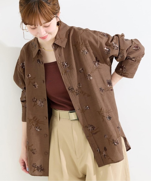 手洗い可 /  スパンコール刺繍シャツ