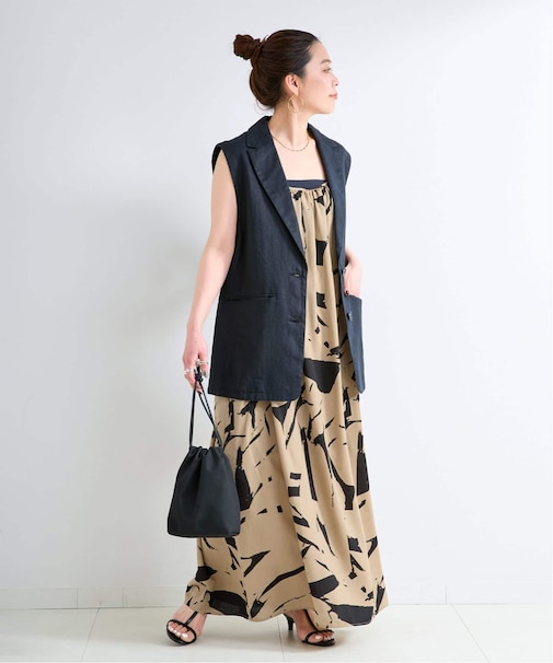 ウォッシャブル / トーナルプリントレイヤーキャミワンピース