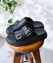 ダブルモンクプラットフォームサンダル