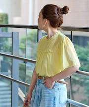 手洗い可 / フリルカラースモックブラウス