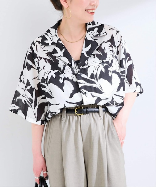 手洗い可 / ストロークプリントクロップSSシャツ