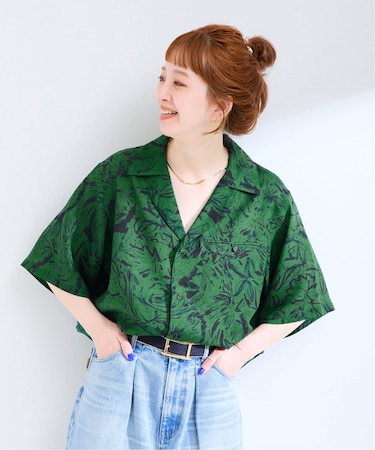 手洗い可 / ストロークプリントクロップSSシャツ