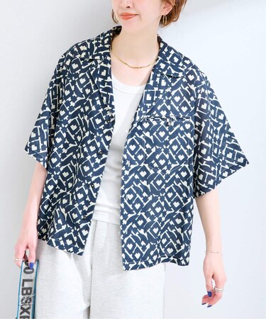 手洗い可 / ストロークプリントクロップSSシャツ