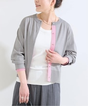 手洗い可 / レイヤード風配色ニットカーディガン